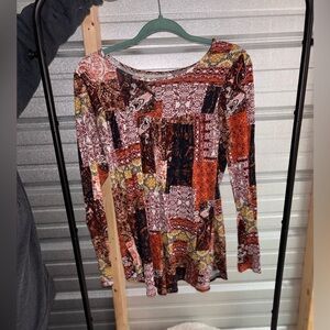 Boho Patchwork Paisley Long Sleeve Top | Size Small | EUC